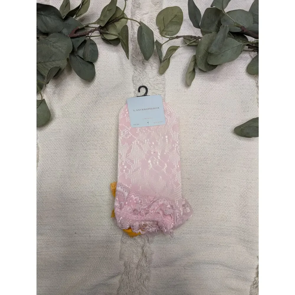 Anthropologie Lace Socks in Pink & Yellow